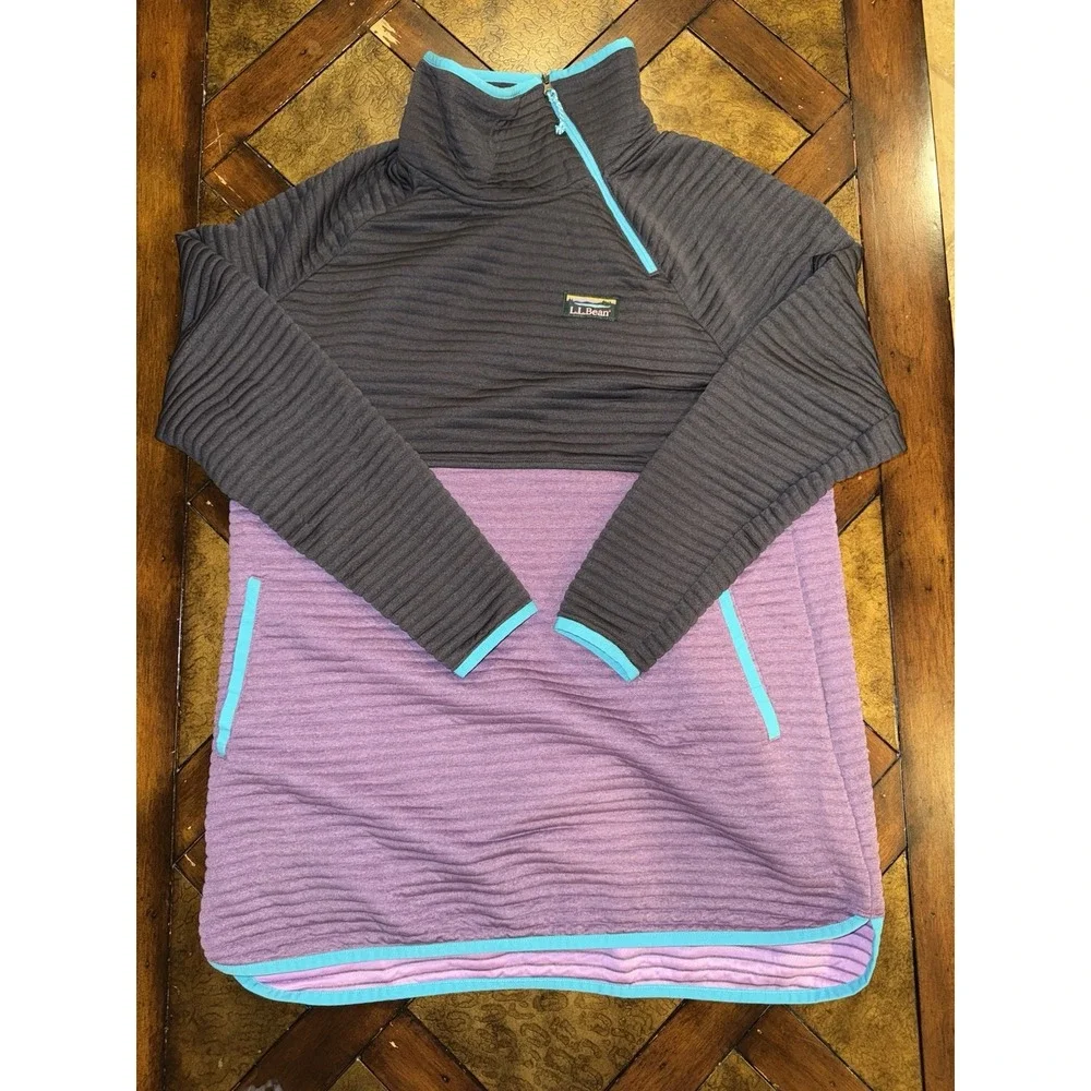 Women's L.L.Bean Grey and Purple Sweatshirt Size Medium Regular - Picture 1 of 8